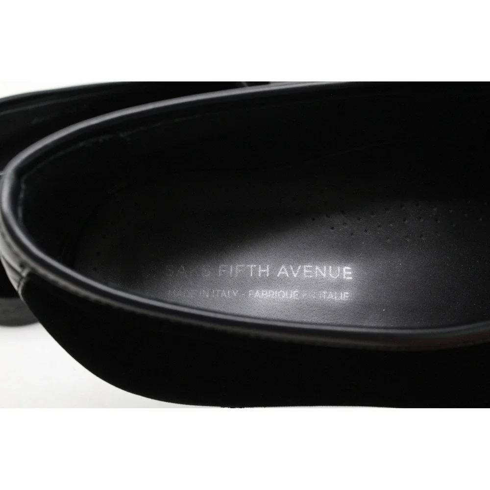Saks Fifth Avenue Mens Black Velvet Penny Loafers Made in Italy Size 11 M 8567